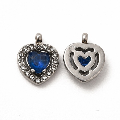 304 Stainless Steel Cubic Zirconia Pendants STAS-A076-02P-1