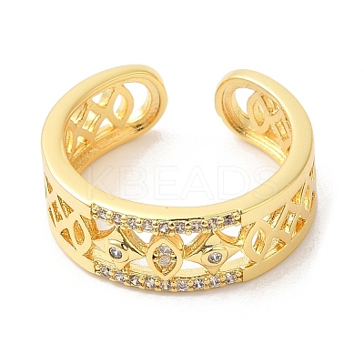 Clear Cubic Zirconia Hollow Out Open Cuff Rings RJEW-L106-006G-1