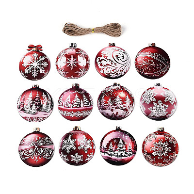 12Pcs UV Single Face Printed Wood Pendant Decorations WOOD-N020-45-1