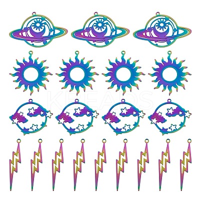 8Pcs 4 Style Ion Plating(IP) 201 Stainless Steel Pendants STAS-LS0001-66MC-1