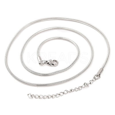 201 Stainless Steel Round Snake Chain Necklaces for Women LS-NJEW-G140-06D-P-1-1