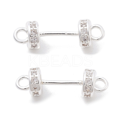 Brass Micro Pave Clear Cubic Zirconia Connector Charms KK-B134-43S-1