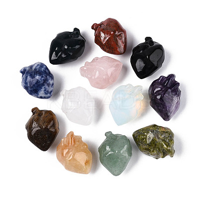 Natural & Synthetic Mixed Gemstone Heart Beads G-T144-04M-1