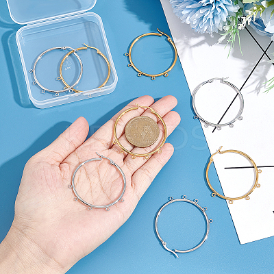 8Pcs 2 Colors 304 Stainless Steel Huggie Hoop Earring Findings STAS-UN0044-76-1