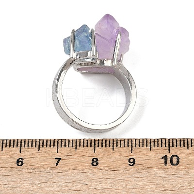 Nuggets Natural Amethyst & Aquamarine Open Cuff Rings RJEW-K286-12P-02-1