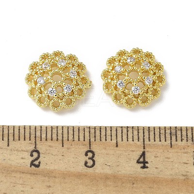 Brass Clear Cubic Zirconia Bead Caps KK-A236-15C-G-1