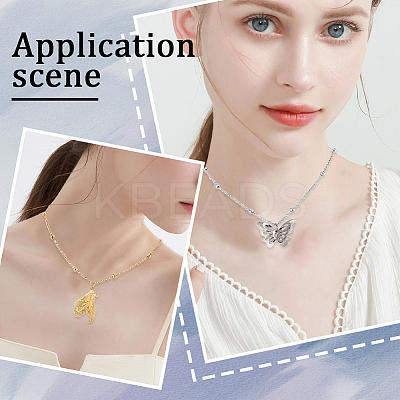 12Pcs 2 Colors 304 Stainless Steel Satellite Chain Necklaces Set NJEW-SC0001-13-1