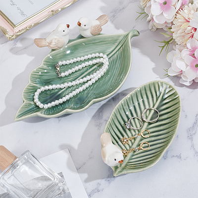 2Pcs 2 Style Ceramic Jewelry Plates AJEW-PH0006-43A-1