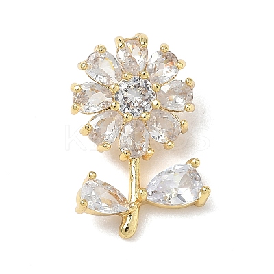 Brass Cubic Zirconia Pendants KK-L253-29G-01-1