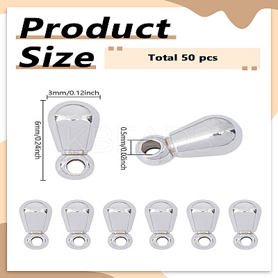 50Pcs 304 Stainless Steel Chain Findings Teardrop Shaped Charms STAS-LP0002-68-1