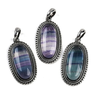 Natural Colorful Fluorite Pendants G-I370-07AS-10-1