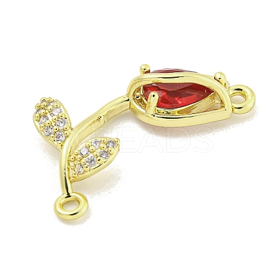 Rack Plating Brass Micro Pave Clear Cubic Zirconia Flower Connertor Charms KK-Z043-03A-1