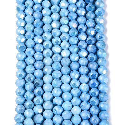 Ombre Effect Dyed Electroplate Opaque Glass Beads Strands EGLA-Q130-01A-06-1