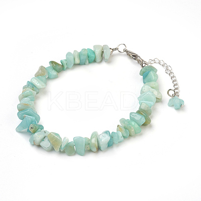 Natural Flower Amazonite Chip Beads Anklets AJEW-AN00229-08-1