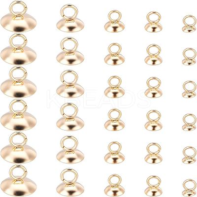 100Pcs 5 Style 304 Stainless Steel Bead Cap Pendant Bails STAS-UN0024-17-1