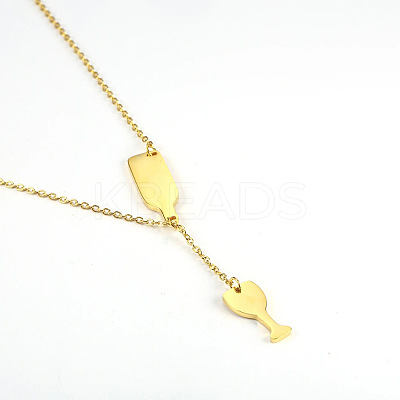 Simple and Stylish 304 Stainless Steel Lariat Necklaces LS-WC5409-11-1