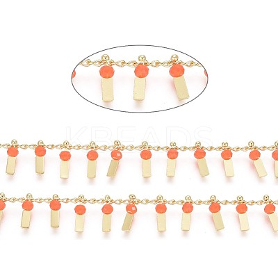3.28 Feet Handmade Glass Beaded Chains X-CHC-I029-09P-1