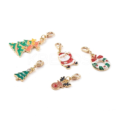 Christmas Theme Light Gold  Alloy Enamel Pendants X1-HJEW-JM00470-1