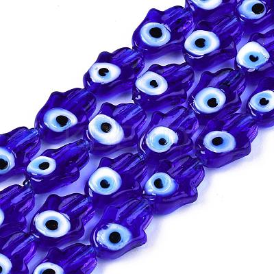 Handmade Evil Eye Lampwork Beads Strands LAMP-WH0006-06E-1