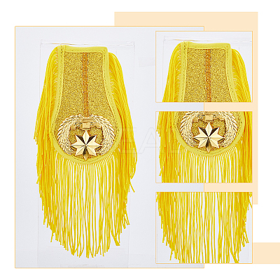 1 Pair Handmade Plastic with Polyester Tassel Epaulettes DIY-FH0007-12-1