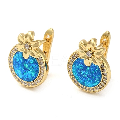 Rack Plating Brass Synthetic Opal Hoop Earrings for Women EJEW-P277-03C-G-1