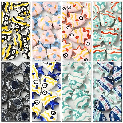 10Pcs Handmade Porcelain Beads PORC-YW0001-24A-1