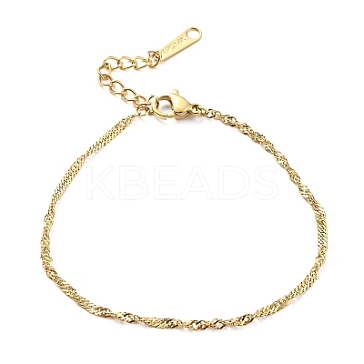 304 Stainless Steel Singapore Chain Bracelets for Women BJEW-B064-10G-1