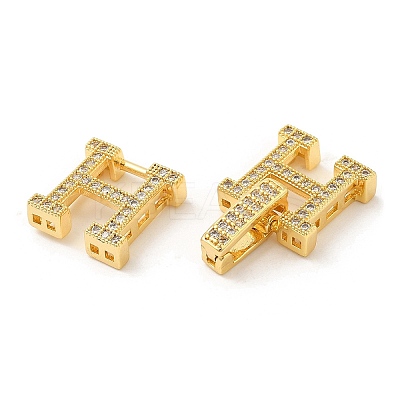 Rack Plating Brass Micro Pave Clear Cubic Zirconia Fold Over Clasps KK-H447-16G-1