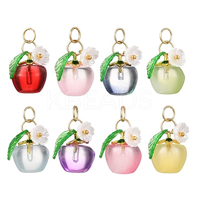 8Pcs Baking Paint Transparent Glass Charms PALLOY-JF04490-1