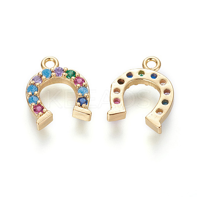 Brass Micro Pave Cubic Zirconia Charms ZIRC-L075-38G-1
