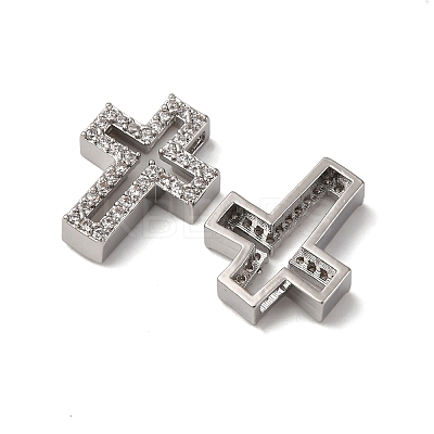 Brass Micro Pave Clear Cubic Zirconia Charms KK-Z112-33P-1