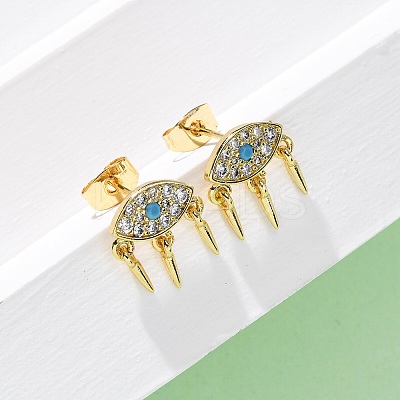 Brass Micro Pave Cubic Zirconia Eye Stud Earrings EJEW-K267-14G-1