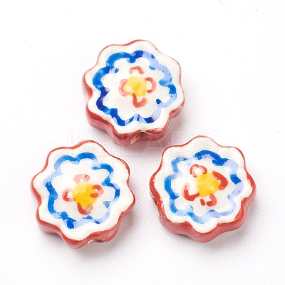 Handmade Porcelain Flower Beads PORC-J008-04D-1
