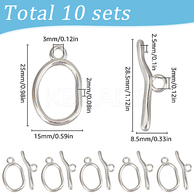 10Sets 304 Stainless Steel Toggle Clasps STAS-SC0008-84-1