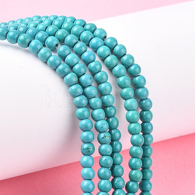 1 Strand Dyed Dark Cyan Round Synthetic Turquoise Beads Strands X-TURQ-G106-4mm-02E-1