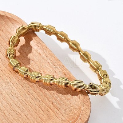 304 Stainless Steel Stretch Bangles for Women BJEW-P315-02F-G-1