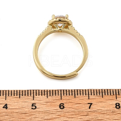 Brass Micro Pave Clear Cubic Zirconia Finger Rings for Women RJEW-U049-06G-1