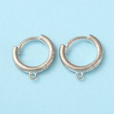 Anti-Tarnish Rhodium Plated 925 Sterling Silver Huggie Hoop Earring Findings STER-D016-02P-1