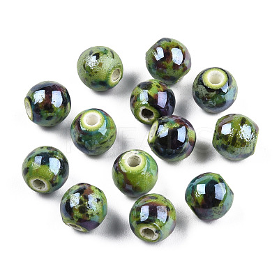 Glazed Porcelain Beads PORC-Q167-8mm-4-1