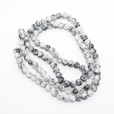 Baking Paint Glass Beads Strands LS-FGLA-WH0001-01A-1