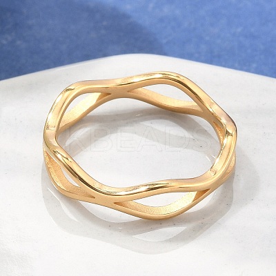 Unisex Ion Plating(IP) 304 Stainless Steel Finger Rings RJEW-E164-04G-1