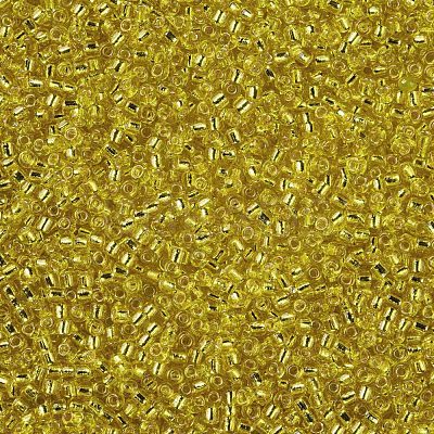 Yellow 11/0 Grade A Round Transparent Glass Seed Beads X-SEED-Q007-F35-1