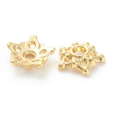 Rack Plating Alloy Flower Bead Caps KK-J277-09G-1