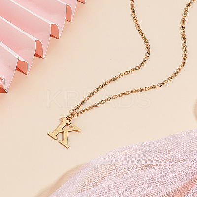 304 Stainless Steel Letter Pendant Necklaces NJEW-LP0001-53K-G-1