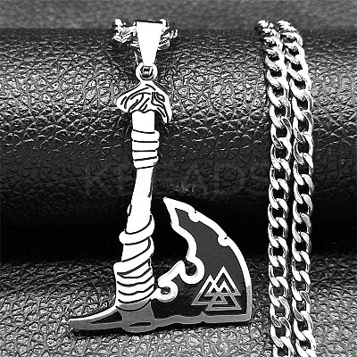Viking Style Titanium & 201 Stainless Steel Pendant Necklaces LS-NJEW-C066-11P-1