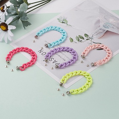 Opaque Acrylic Curb Chain for DIY Keychains HJEW-JM00404-1