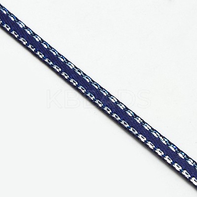 Double Edge Silver Thread Grosgrain Ribbon for Wedding Festival Decoration SRIB-L012-9mm-370-1