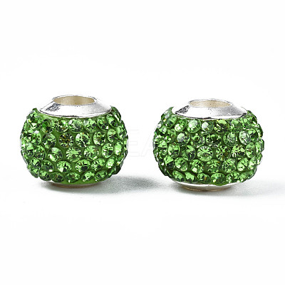 Handmade Polymer Clay Rhinestone European Beads RB-N053-001-07-1