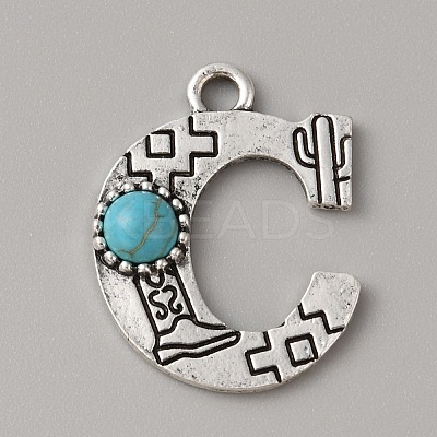 Alloy with Resin Imitation Synthetic Turquoise Pendants FIND-TAC0017-37C-1