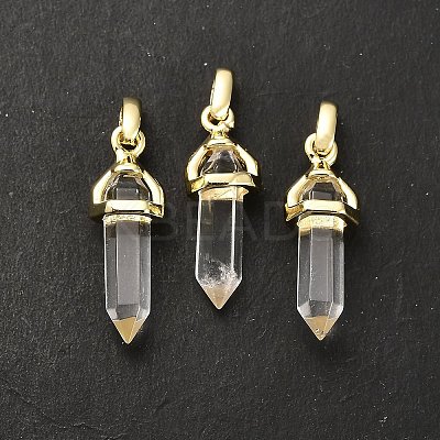 Natural Quartz Crystal Double Terminal Pointed Pendant G-H097-01G-02-1